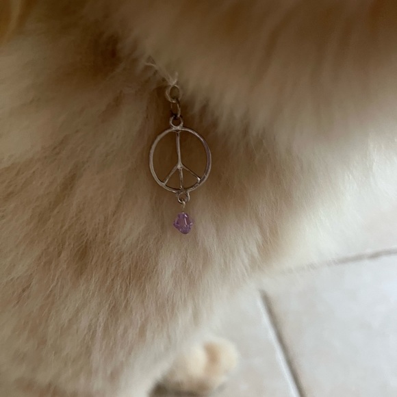 ☮️Silver peace sign dog collar charm - Picture 3 of 4